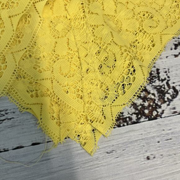 Vintage Set of 6 Linen Dinner Table Napkins Canary Yellow Square Linen Lace - Picture 5 of 8